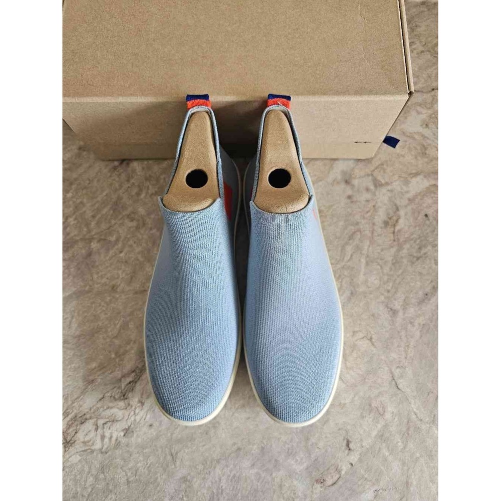 Rothy's Chelsea Arctic Blue Orange Knit Ankle Boots Women's Pull On Shoes 10.5 - Picture 2 of 7